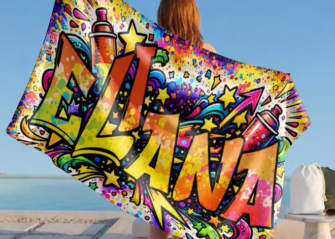 Spersonalizowany ręcznik plażowy w stylu graffiti – wyróżnij się na plaży
