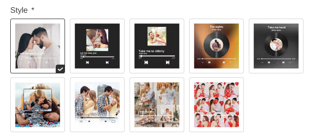Les différents styles disponibles pour l'aimant lecteur de musique personnalisé